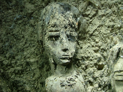 Detail einer Holzskulptur Detail einer Holzskulptur